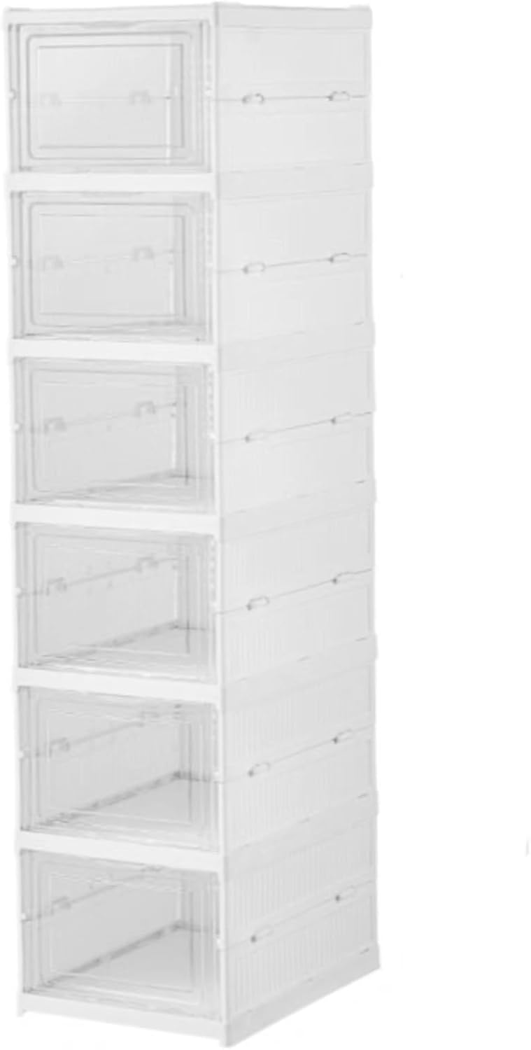 Arabest 6-Tier Foldable Shoe Storage Cabinet – Installation-Free Transparent Shoe Box Organizer, Dust-Proof Plastic Shoe Rack with Large Capacity Drawer Storage for Home & Closet