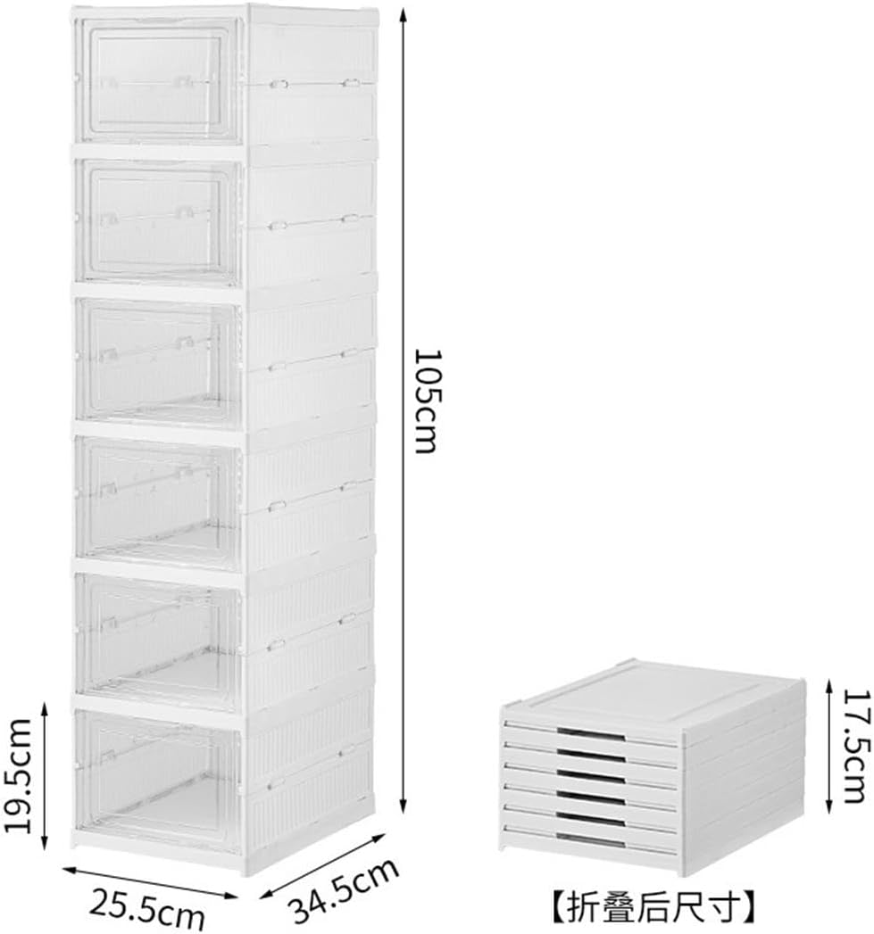 Arabest 6-Tier Foldable Shoe Storage Cabinet – Installation-Free Transparent Shoe Box Organizer, Dust-Proof Plastic Shoe Rack with Large Capacity Drawer Storage for Home & Closet