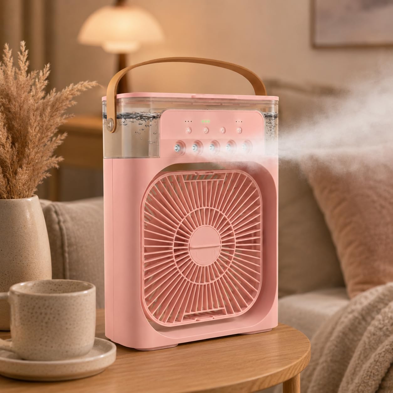 SEO Title:  OVA Portable Air Cooler Fan with Humidifier – Rechargeable Personal Mini Mist Fan, 3-Speed USB Desk Cooling Fan with LED Light for Home, Office, Bedroom & Shop