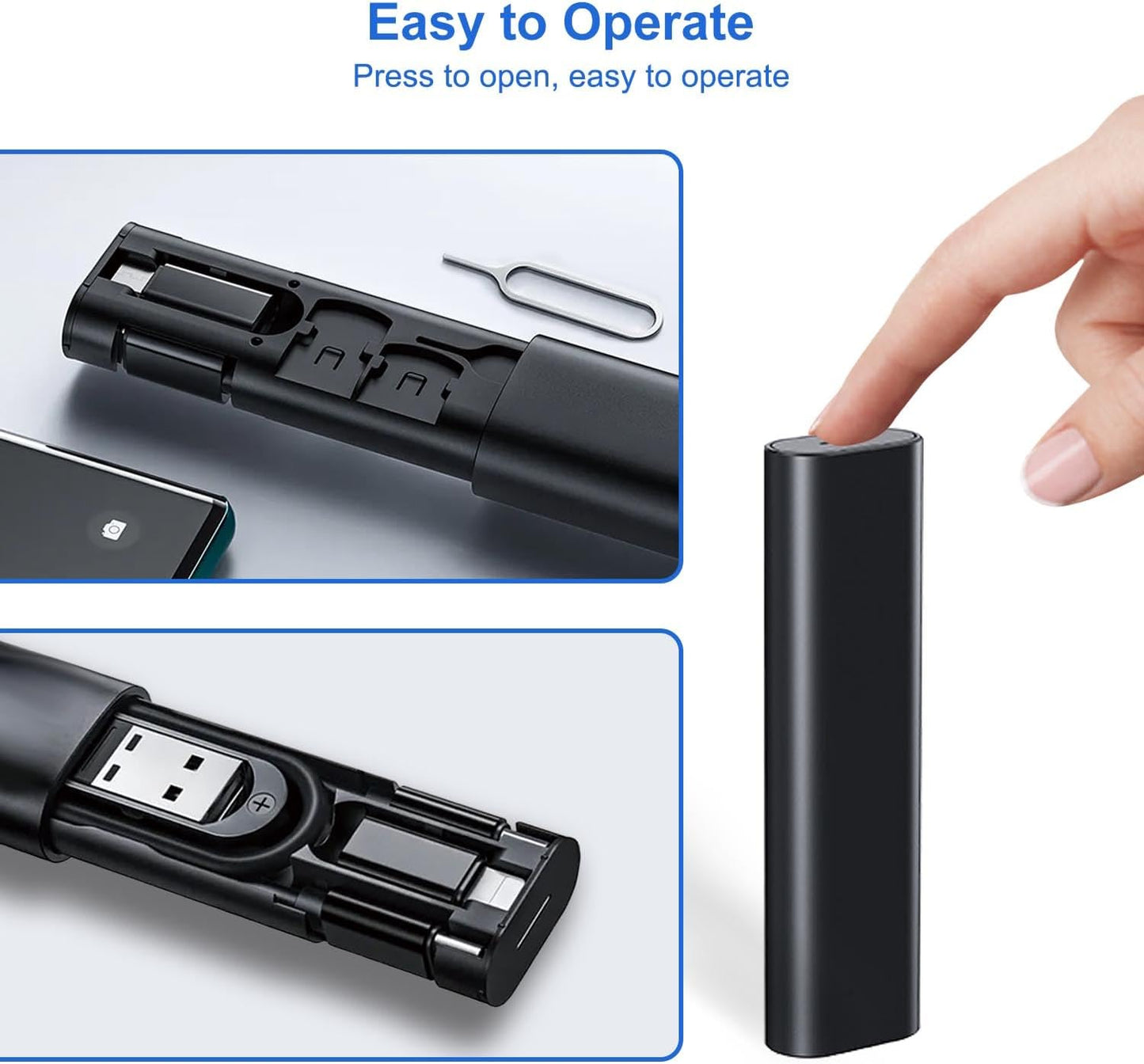 Multi USB Charging Adapter Cable Kit, USB C to Ligh-ting Adapter Box, Conversion Set USB A Type C Lightn-ing Micro Adapter Kit,60W Charging and Data Transfer Cable Kit Sim Tray Eject Tool Slots