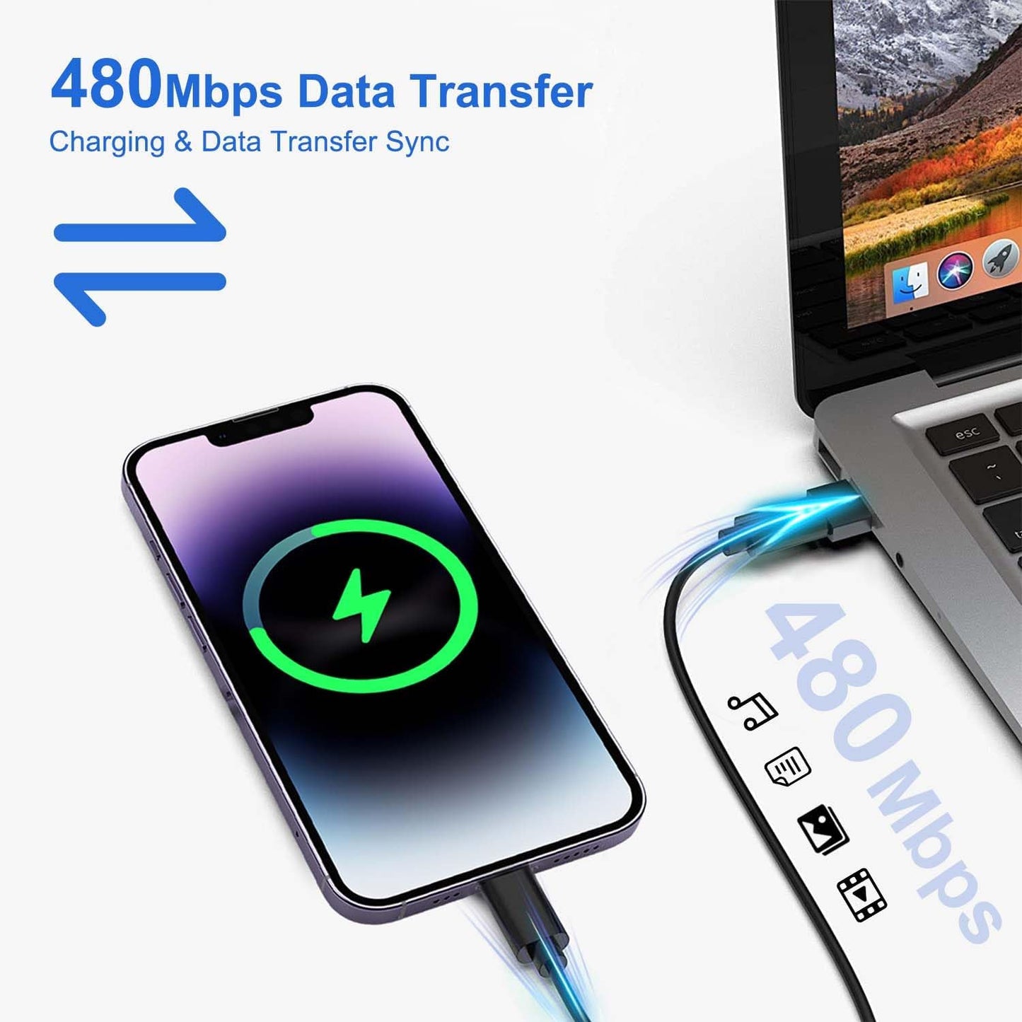 Multi USB Charging Adapter Cable Kit, USB C to Ligh-ting Adapter Box, Conversion Set USB A Type C Lightn-ing Micro Adapter Kit,60W Charging and Data Transfer Cable Kit Sim Tray Eject Tool Slots