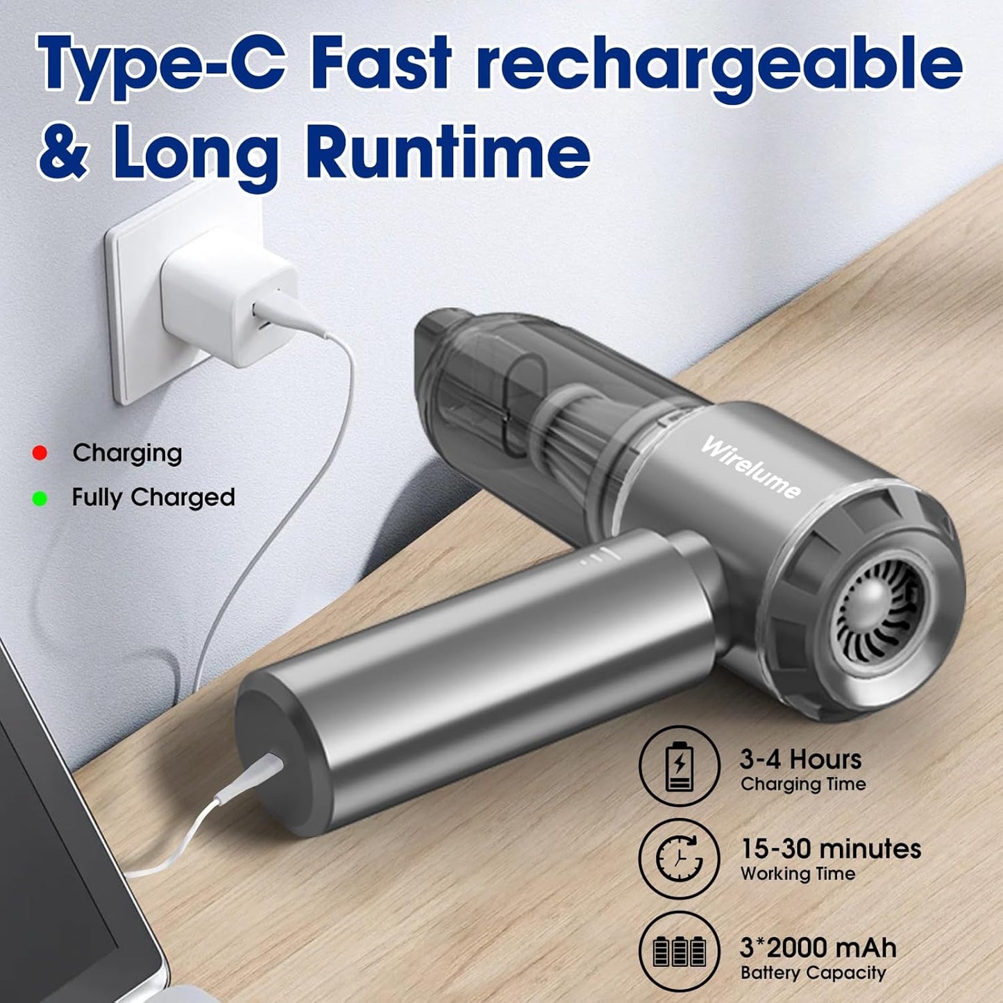 SEO Title:  Handheld Cordless Car Vacuum Cleaner 22000Pa – Powerful Rechargeable Mini Vacuum with Brushless Motor, Strong Cyclonic Suction & Air Blower for Car, Home, Office & Pet Hair Cleaning