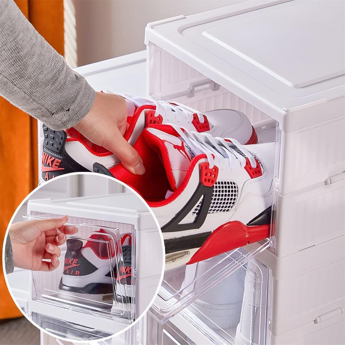 Arabest 6-Tier Foldable Shoe Storage Cabinet – Installation-Free Transparent Shoe Box Organizer, Dust-Proof Plastic Shoe Rack with Large Capacity Drawer Storage for Home & Closet