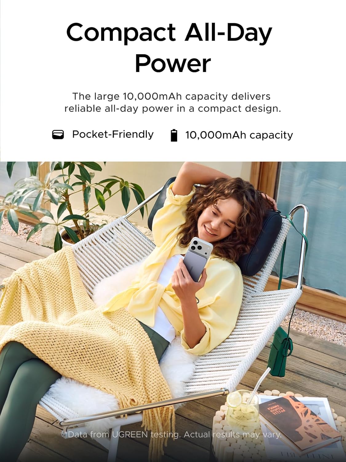 UGREEN 10000mAh MagSafe Power Bank Qi2 15W Magnetic Wireless Charger, MagFlow Air 13.9mm Ultra Slim, 30W Fast Charging, Built-in USB-C Cable, Flight Safe Battery Pack for iPhone 17/16/15 Series