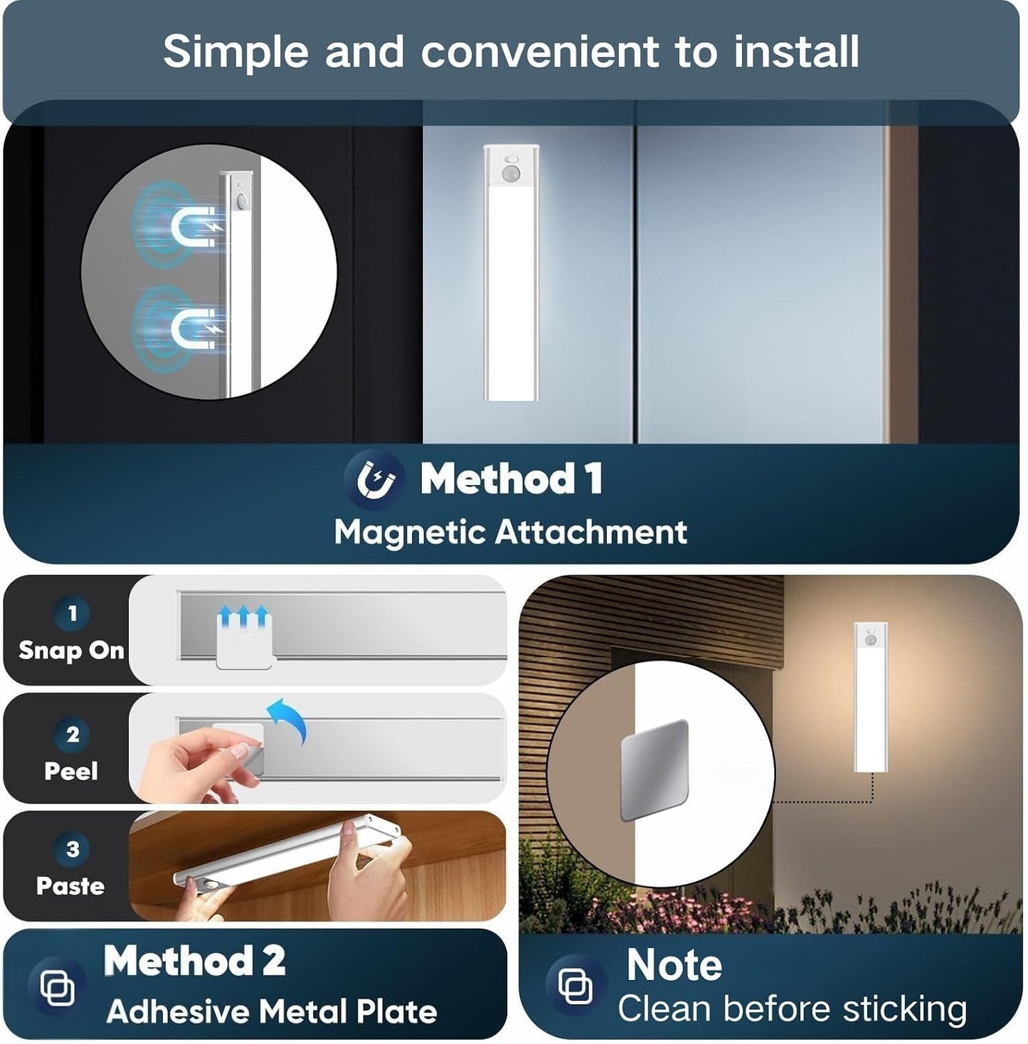 Motion Sensor Under Cabinet Lighting 40cm – Magnetic Rechargeable LED Closet Light, 3 Color Dimmable Under Counter Light for Kitchen, Wardrobe, Stairs & Cabinets