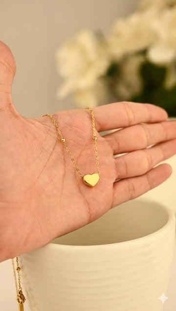 قلادة على شكل قلب لطيف مطلية بالذهب عيار 24 قيراطًا مع تغليف هدايا 💖