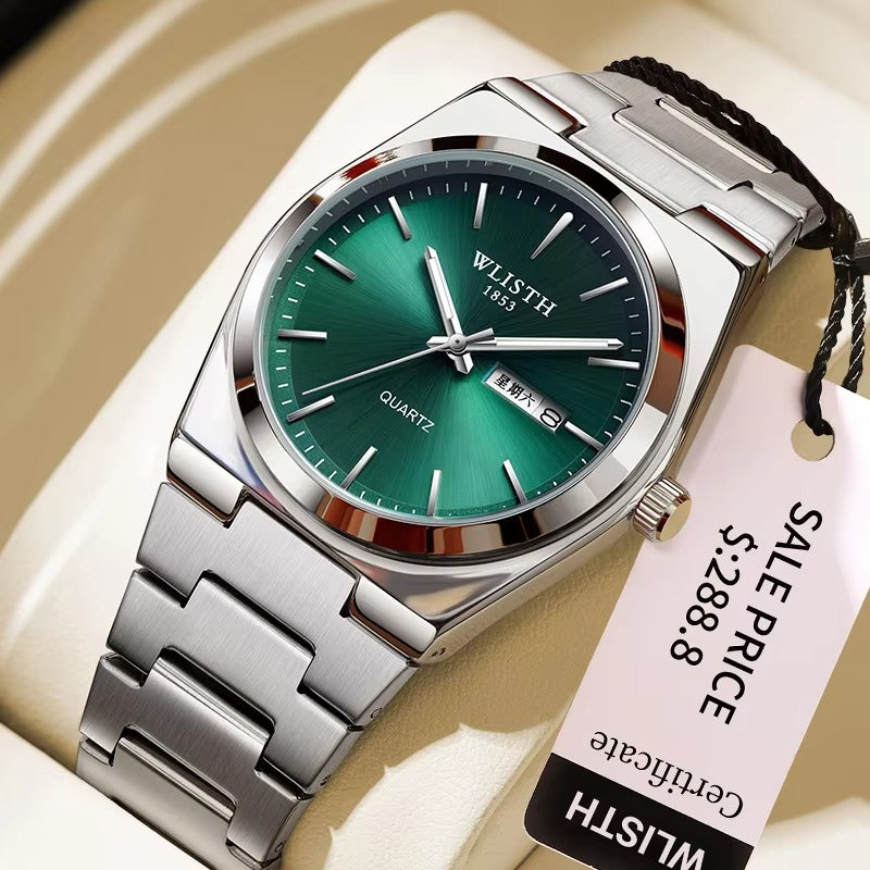Luxury Men's Quartz Watch – Waterproof Stainless Steel Wrist Watch with Luminous Hands, Date & Week Display | Fashion Casual Business Watch for Men