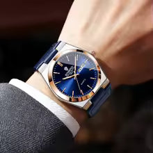 Luxury leather strap quartz wristwatches precise luminous waterproof auto date week display durable men's watch reloj
