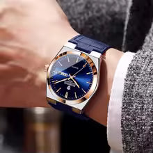 Luxury leather strap quartz wristwatches precise luminous waterproof auto date week display durable men's watch reloj