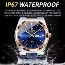 Luxury leather strap quartz wristwatches precise luminous waterproof auto date week display durable men's watch reloj