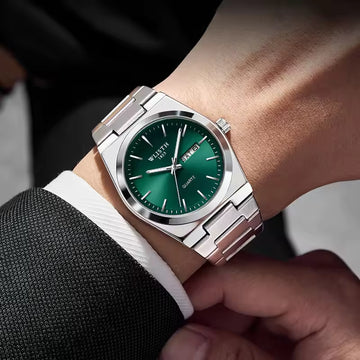 Luxury Men's Quartz Watch – Waterproof Stainless Steel Wrist Watch with Luminous Hands, Date & Week Display | Fashion Casual Business Watch for Men