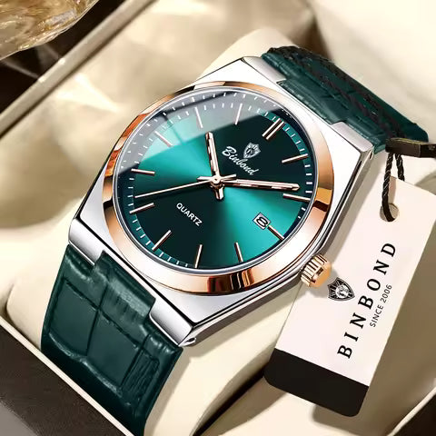 Luxury Men's Quartz Watch – Waterproof Stainless Steel Wrist Watch with Luminous Hands, Date & Week Display | Fashion Casual Business Watch for Men