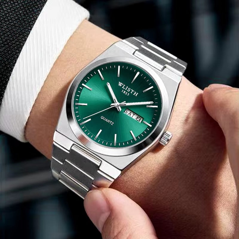 Luxury Men's Quartz Watch – Waterproof Stainless Steel Wrist Watch with Luminous Hands, Date & Week Display | Fashion Casual Business Watch for Men